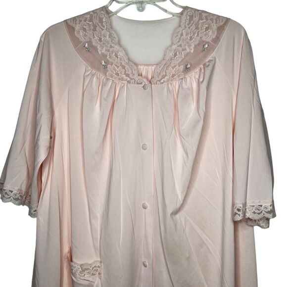 Vintage Shadow Line Pink Nylon Robe - Picture 2 of 6
